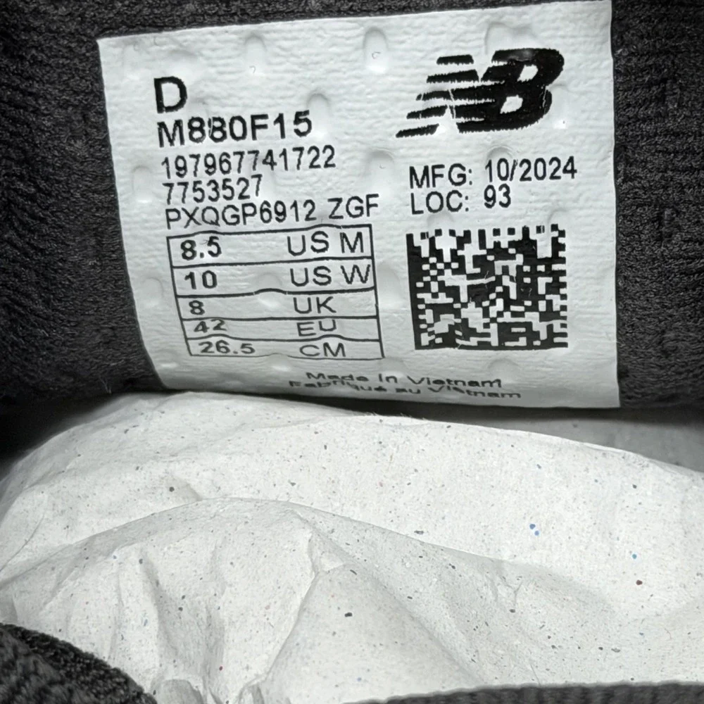 New Balance‎ 880v15 Fresh Foam X Shoes Mens Size 8.5 Grey Running M880F15